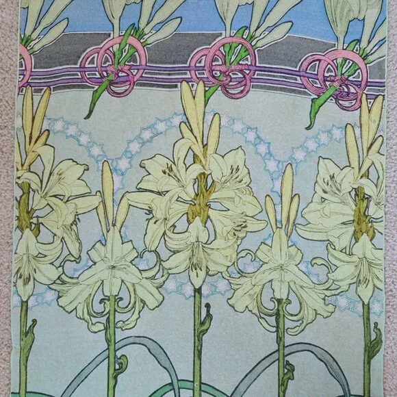 Alphonse Mucha Lily Silk Chiffon Scarf - Picture 8 of 10